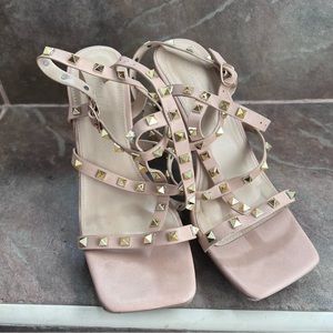Wild Diva Studded Peep Toe Strappy Heels